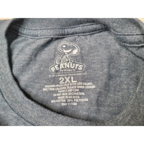 Peanuts T-Shirt Mens 2XL Blue Charlie Brown Snoopy Christmas Good Grief Graphic - Picture 3 of 7